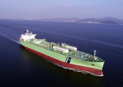 The conversion of the main engine of BW LPG's <i>BW Gemini</i> to a dual-fuel type capable of operating on fuel oil and LPG is the world's first LPG retrofit. (picture courtesy BW LPG)