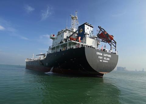 The ‘Orkim Sapphire’ fitted with Thordon’s pollution-free COMPAC bearing system Photo: Thordon Bearings