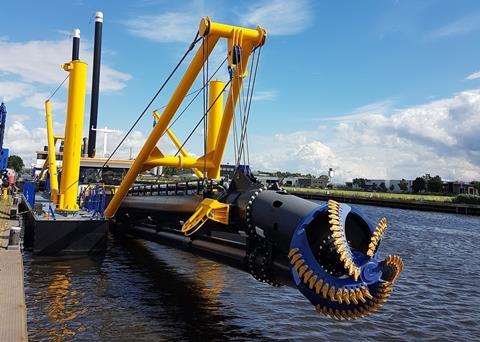 The CSD 500 dredger will be shipped fully dismantled to Paraguay shortly. (credit: Damen Shipyards Group)