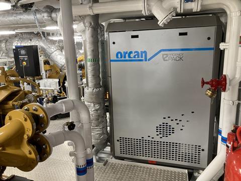 Installation of the efficiency PACK eP 050.100 on the Van Oord hybrid water injection dredger, ‘Maas’ Photo: Orcan Energy