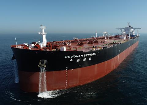 The 307,000 dwt VLCC <i>CS Hunan Venture</i> is powered by a single MAN B&W 7G80ME-C high-efficiency engine.
