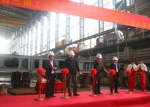 Owners and builders at the keel laying ceremony