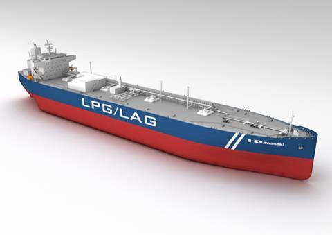Kawasaki Heavy Industries received its first two orders for LPG-fuelled LPG/ammonia carriers in Q3 2021. (credit: KHI)
