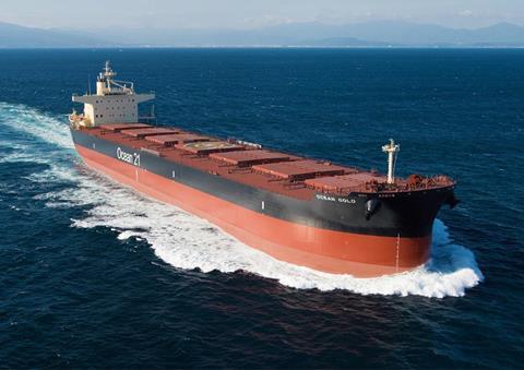One of the last from Chiba? Versatile new post-Panamax bulker built by Mitsui. (credit: MES-S).