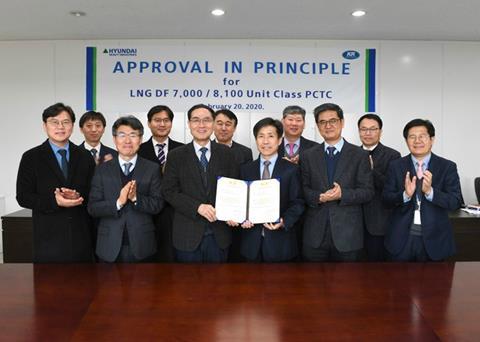 KR has granted AiP to HHI’s LNG dual fuel PCTC Photo: KR