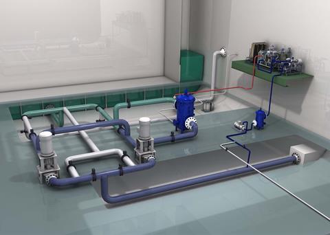 Typical installation of Oceansaver’s simplified Mark II BWT system in a tanker