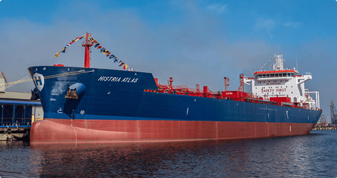 <i>Histria Atlas</i> provided the opening reference for a new generation of chemical/product tanker from the Constanta Shipyard (credit: Histria Group).