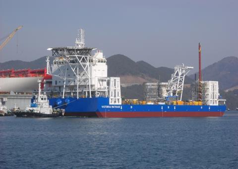 ‘Victoria Mathias’, first of two wind farm installation ships for RWE