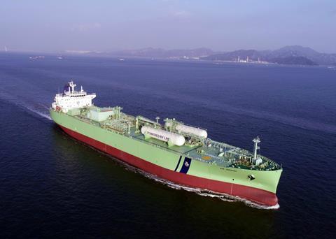 The <i>BW Gemini</i>, a VLGC from the BW LPG fleet, has had its MAN B&W 6G60ME-C9.2 main engine retrofitted to an MAN B&W 6G60ME-C9.5-LGIP dual-fuel type, capable of operating on fuel oil and LPG. (picture courtesy of BW LPG)