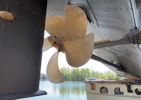 The propeller shaft of the MS ‘Österreich’ with COMPAC bearings Photo: Thordon Bearings