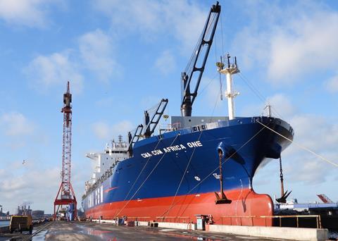 CMA CGM ‘Africa One’ in refit Photo: Damen