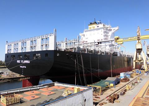 'MSC Flaminia' after repair at Mangalia Shipyard in Romania