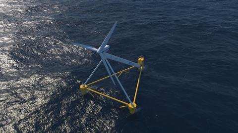 An artist’s impression of X1 Wind’s innovative floating turbine and PivotBuoy support (image: X1 Wind)