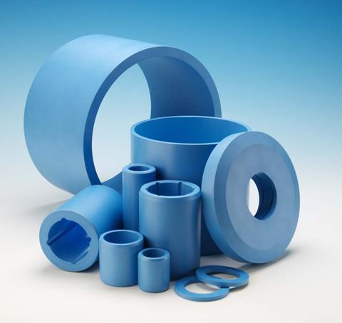 The ThorPlas-Blue range of polymer bearings is capable of operating in temperatures down to -50°C in dry conditions and -10°C in water Photo: Thordon Bearings