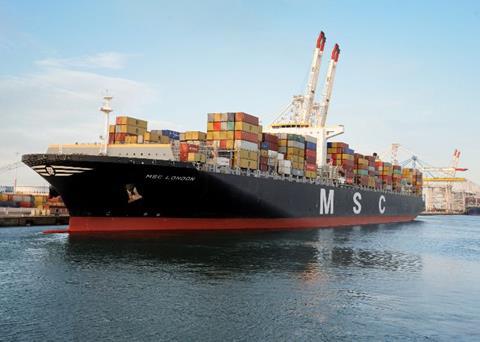 Mediterranean Shipping Company's container vessel <i>MSC London</i>